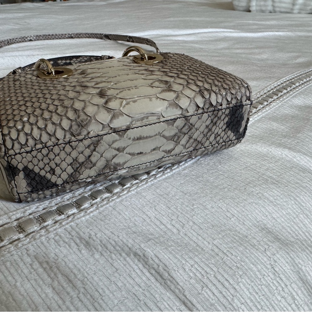 Authentic Christian Dior Mini D-Joy Python Bag in Cream with Gold Hardware - Picture 9 of 11